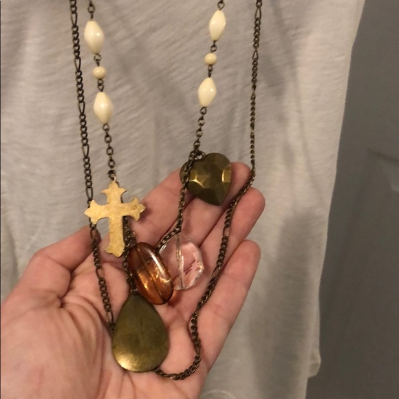 NWOT H&M Ivory and Copper Layered Necklace - Picture 6 of 6